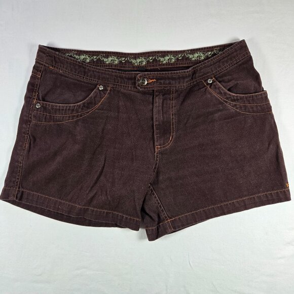 Kavu Womens Brown Casual Cotton Shorts Size 12 Embroidered Detail - Picture 1 of 7